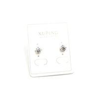 Orta Boy Tek Taş Küpe - Gümüş