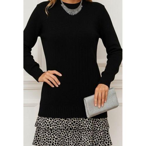 Kadın Uzun Kollu üst şardonlu Kaşkorse Alt Süprem Desenli Elbise