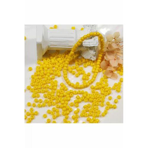 Sarı Renk 4 mm Yaklaşık 660 adet / 60 gram Cam Boncuk Oya Yazma Bileklik ve Kolye