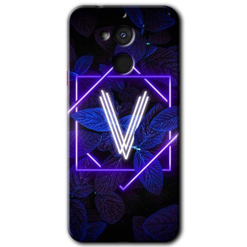 General Mobile GM 8 HD Baskılı Kılıf + 9D Tam Ekran Koruyucu - Dark Neon Yaprak V Harfi