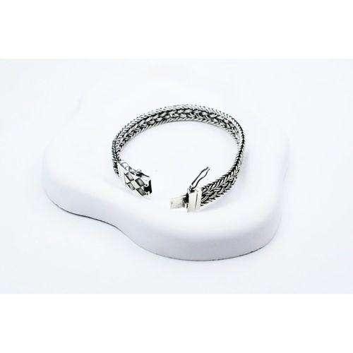 El Örmesi Papağan Kilitli Gümüş Erkek Bileklik