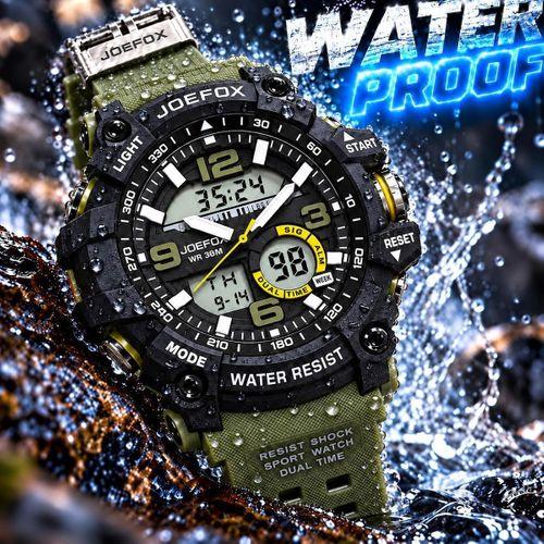 Joefox Digital Ve Analog 2 Yıl Garantili Kronmetre+Takvim+Alarm+Aydınlatma Erkek Kol Saati JOE.S5