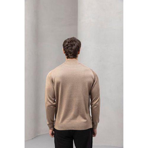 Fincher Yarım Balıkçı Regular Fit Boğazlı Erkek Kazak - Bej