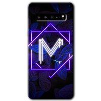 Galaxy S10 Plus Kılıf HD Desen Baskılı Arka Kapak - Dark Neon Yaprak M Harfi