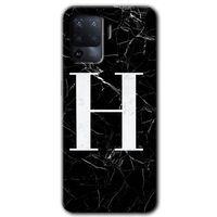 OPPO Oppo Reno 5 Lite Kılıf HD Desen Baskılı Arka Kapak - Siyah Mermer Desenli H Harfi