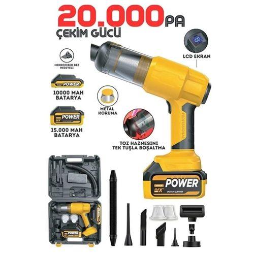 25.000mah Çift Bataryalı Auhma 20.000pa Ultra Çekim Güçlü Çantalı Araç Temizleme Süpürgesi