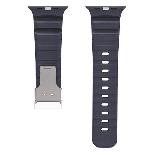 Apple Watch 44mm Zore KRD-145 Metal Tokalı Silikon Kordon