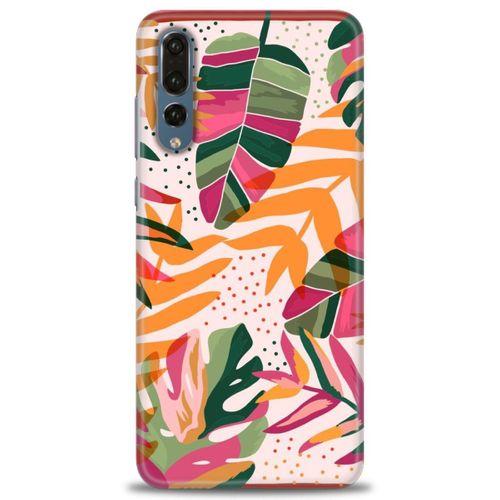 Huawei P20 Pro Kılıf HD Baskılı Kılıf - Turuncu Pembe + Tam Ekran Koruyucu