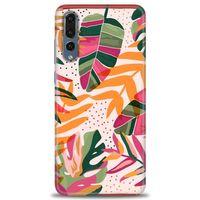 Huawei P20 Pro Kılıf HD Baskılı Kılıf - Turuncu Pembe + Tam Ekran Koruyucu