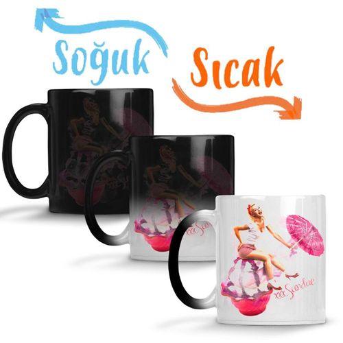 Ice Cream Umbrella Pinup Bow Sihirli Kupa Bardak Porselen