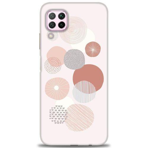 Huawei P40 Lite Kılıf HD Baskılı Kılıf - Pembe Daireler + Tam Ekran Koruyucu