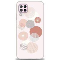 Huawei P40 Lite Kılıf HD Baskılı Kılıf - Pembe Daireler + Tam Ekran Koruyucu