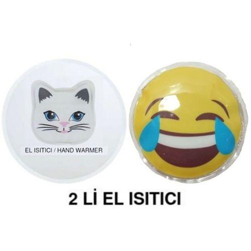 Gülen Emoji,Kedi Cep Sobası,El Isıtıcı,2 Adet Sıcak Su Torbası Pvc  9Cm