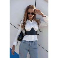 Boyundan Ayarlanabilir Göğüs Detaylı Askılı Deri Korse Bel Kemeri - Brf614