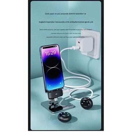 Kablosuz Profesyonel İkili Yayın Yaka Mikrofonu Şarj Kutu Mıknatıslı Typce Lightning Çıkış Mikrofon