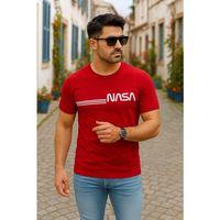 Erkek Kısa Kollu Nasa Baskı Basic Erkek T-shirt