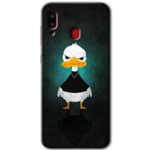 Samsung Galaxy A20 Kılıf HD Desen Baskılı Arka Kapak + Temperli Cam - Angry Duck