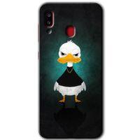 Samsung Galaxy A20 Kılıf HD Desen Baskılı Arka Kapak + Temperli Cam - Angry Duck