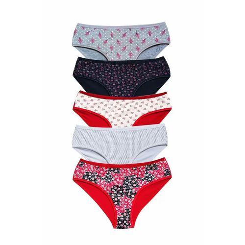 Pamuklu Geniş Kenarlı Likralı Desenli Bato Kadın Külot 5'li Paket Set 1