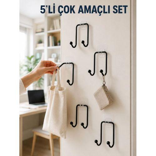 5'li Yapışkanlı Askı Seti Mutfak Banyo Ve Ev İçin Çok Amaçlı Askılık
