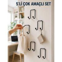 5'li Yapışkanlı Askı Seti Mutfak Banyo Ve Ev İçin Çok Amaçlı Askılık