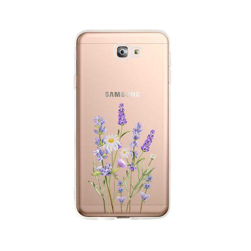 Samsung J7 Prime Lavender Desenli Premium Şeffaf Silikon Kılıf