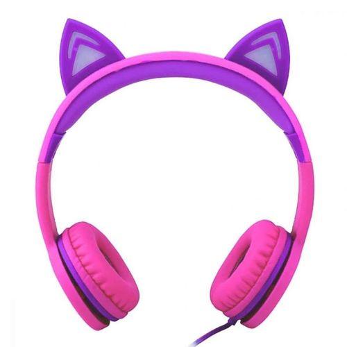 Işıklı Kedi Kulaklı Kablolu Kulak Üstü Kulaklık