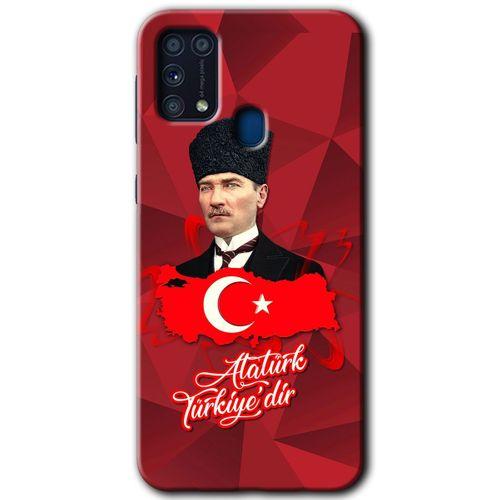 MRCİLETİSİM Samsung Galaxy M31 Kılıf Baskılı Kapak - Atatürkiye +Tam Ekran Koruyucu