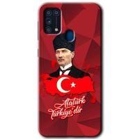 MRCİLETİSİM Samsung Galaxy M31 Kılıf Baskılı Kapak - Atatürkiye +Tam Ekran Koruyucu