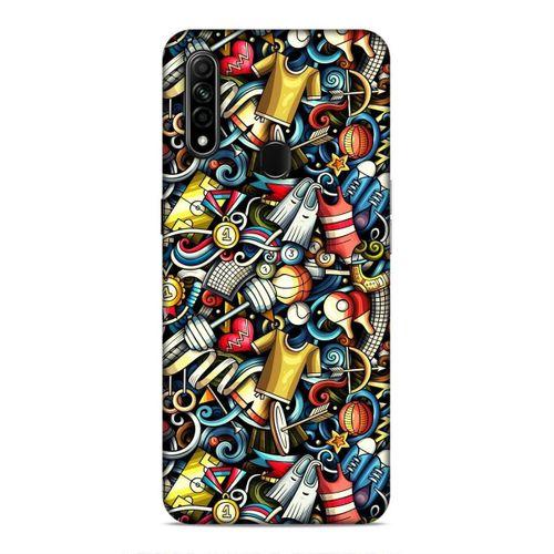 Oppo A31 Kılıf Dambil Bilardo Doodle Arka Kapak Silikon Koruma Full Koruyucu