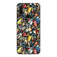 Oppo A31 Kılıf Dambil Bilardo Doodle Arka Kapak Silikon Koruma Full Koruyucu