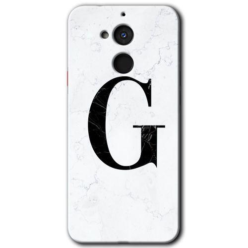 Potkal Hediye Fabrikası General Mobile GM 8 HD Baskılı Kılıf + 9D Tam Ekran Koruyucu - Beyaz Mermer Desenli G Harfi