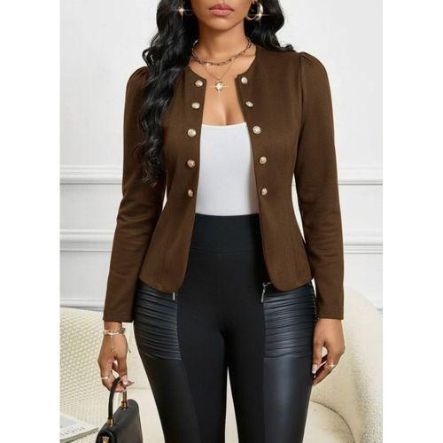 Kadın Uzun Kollu önü Açık Düğmeli Kısa Süet Ceket