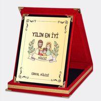 Kişiye Özel Yılın Ailesi Kırmızı Plaket - 04