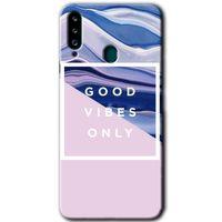 MRCİLETİSİM Samsung Galaxy A20s Kılıf Baskılı Kapak - Good Vibes +Tam Kaplayan Mat Seramik