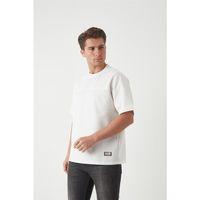 Panel Detaylı Basic Oversize Erkek T-Shirt - Ekru