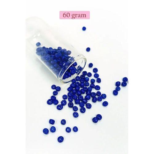 Dökme Cam Kum Boncuk Büyük Boy (6/0) 4 mm - 60 Gram - Koyu Mavi - BNC139