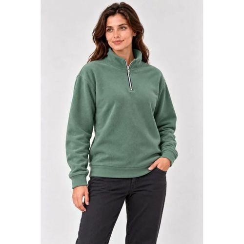 Polar Dik Yaka Yarım Fermuarlı Uzun Kollu Regular Fit Kışlık Sweatshirt - Mint Yeşili