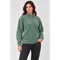 Polar Dik Yaka Yarım Fermuarlı Uzun Kollu Regular Fit Kışlık Sweatshirt - Mint Yeşili