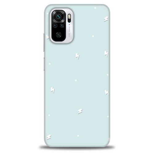 Xiaomi Redmi Note 10S Kılıf HD Baskılı Kılıf - Beyaz Şimşekler + Tam Ekran Koruyucu