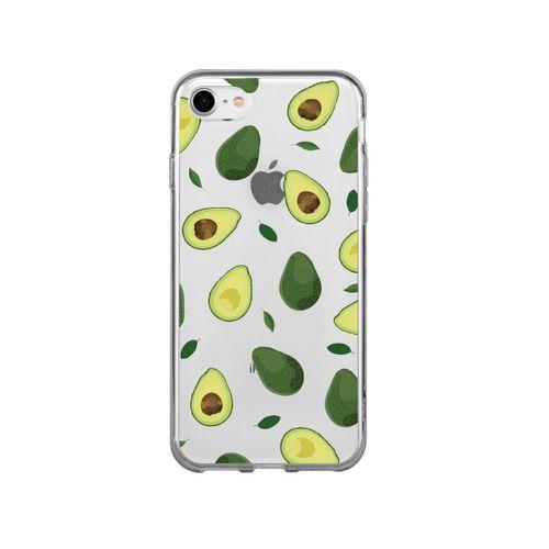 iPhone 8 Avokado Desenli Premium Şeffaf Silikon Kılıf