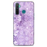 Mermer Desenli (16) Tema Kalın Kılıf Lila Oppo Realme 5 Pro Kılıf