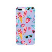 iPhone 7 Plus Summer Çilek Premium Lila Lansman Silikonlu Kılıf