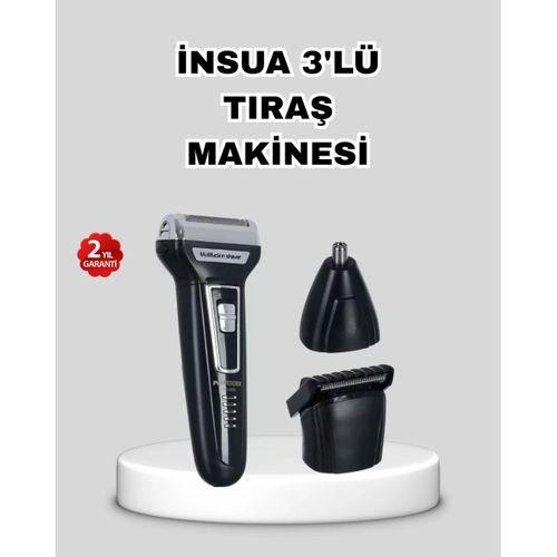İnsua 3’lü Tıraş Makinesi – 3 Farklı Kesim Başlığı, Güçlü Motor, 60 Dakika Kullanım