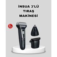 İnsua 3’lü Tıraş Makinesi – 3 Farklı Kesim Başlığı, Güçlü Motor, 60 Dakika Kullanım