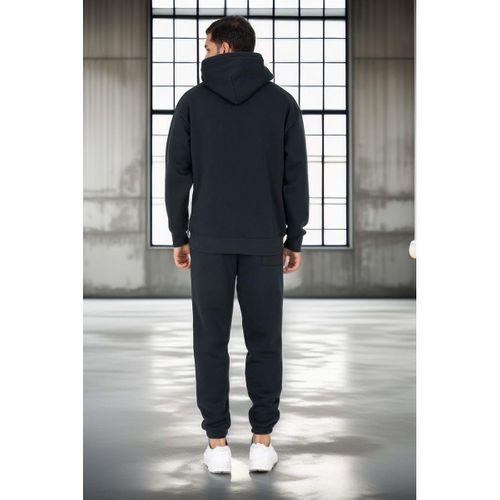 Şardonlu Kanguru Cepli Sweatshirt - 3 İplik Şardonlu Lastik Paça Erkek Eşofman Altı- Eşofman Takımı - Yeni Füme