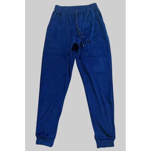 Parlak Kadife Cepli Pantolon Eşofman Pijama Altı Unisex Lastikli Paça Lacivert