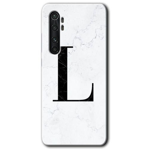 Xiaomi Mi Note 10 Lite Kılıf HD Desen Baskılı Arka Kapak - Beyaz Mermer Desenli L Harfi