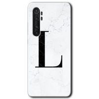 Xiaomi Mi Note 10 Lite Kılıf HD Desen Baskılı Arka Kapak - Beyaz Mermer Desenli L Harfi