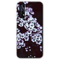 Realme 7 Kılıf HD Desen Baskılı Arka Kapak + Temperli Cam - Beyaz Çiçek
